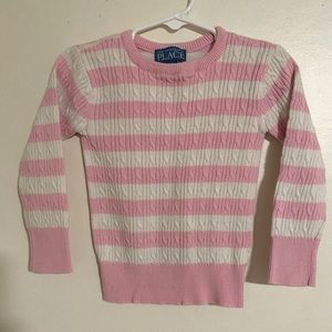 XS Toddler 4  Pink/White Striped Sweater